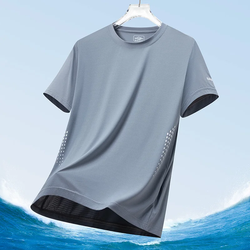 

Men's Outdoor Fishing Casual Quick Drying Ice Silk T-shirt Lightweight Breathable Comfortable Short Sleeved T-shirt for Summer