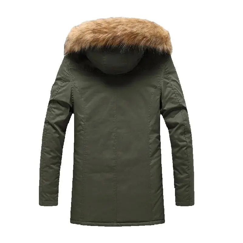 Men's Winter Cotton-Padded Jacket Thickened Oversized Hooded Mid-Length Casual Washable for Middle-Aged And Young