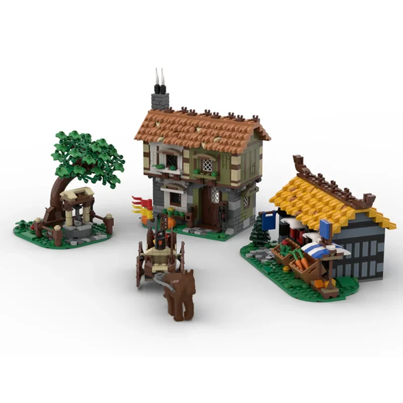غامرة القرون الوسطى مدينة مربع التوسع الطوب inn tavern متجر متجر منزل كتل مدينة قرية القلعة moc عرض klocki فريدة من نوعها