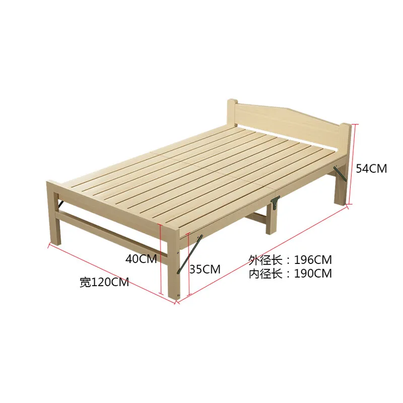 Folding bed, single bed, solid wood bed, lunch break, office rest