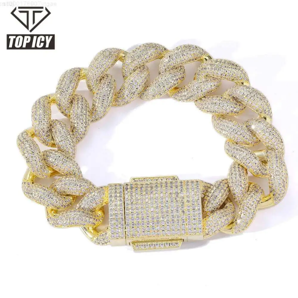 

Top Icy 18mm Full Moissanite Cuban Chain Box Clasp Luxury Man Hip Hop Necklace 925 Sterling Silver Moissanite Cuban Necklace