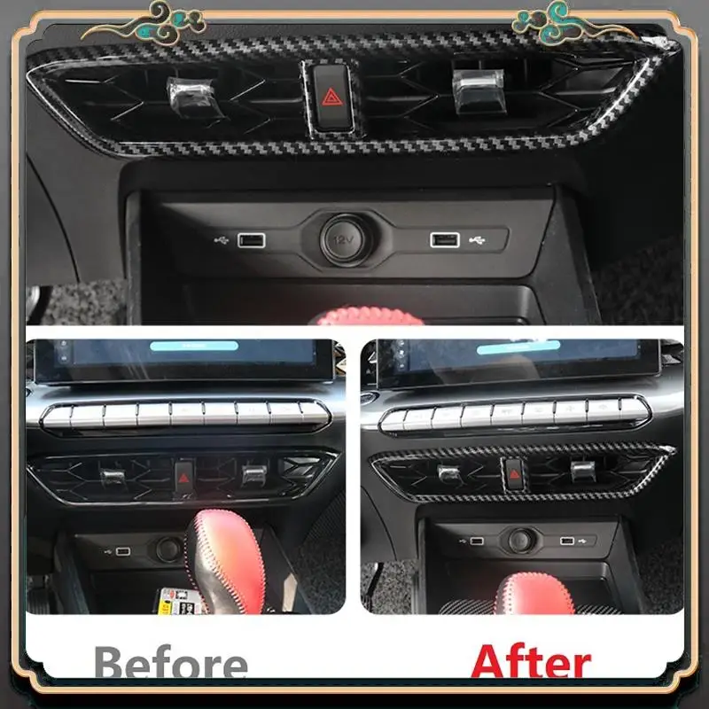 

For MG 5 MG5 2020 2021 Car Central Control Dashboard Air Outlet Vent Cover Trim Decoration Frame Carbon ABS Accessories