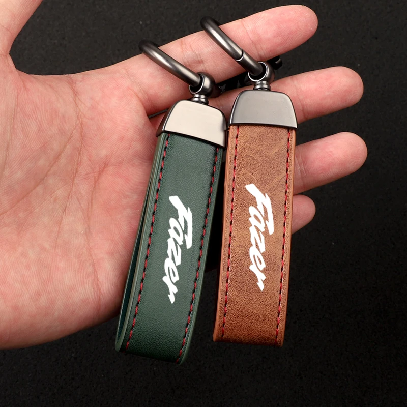 Premium material leather motorcycle key ring chain for Yamaha Fazer 250 FZ6 FZ8 FZ1 FZS600 AccessoriesWITH LOGO