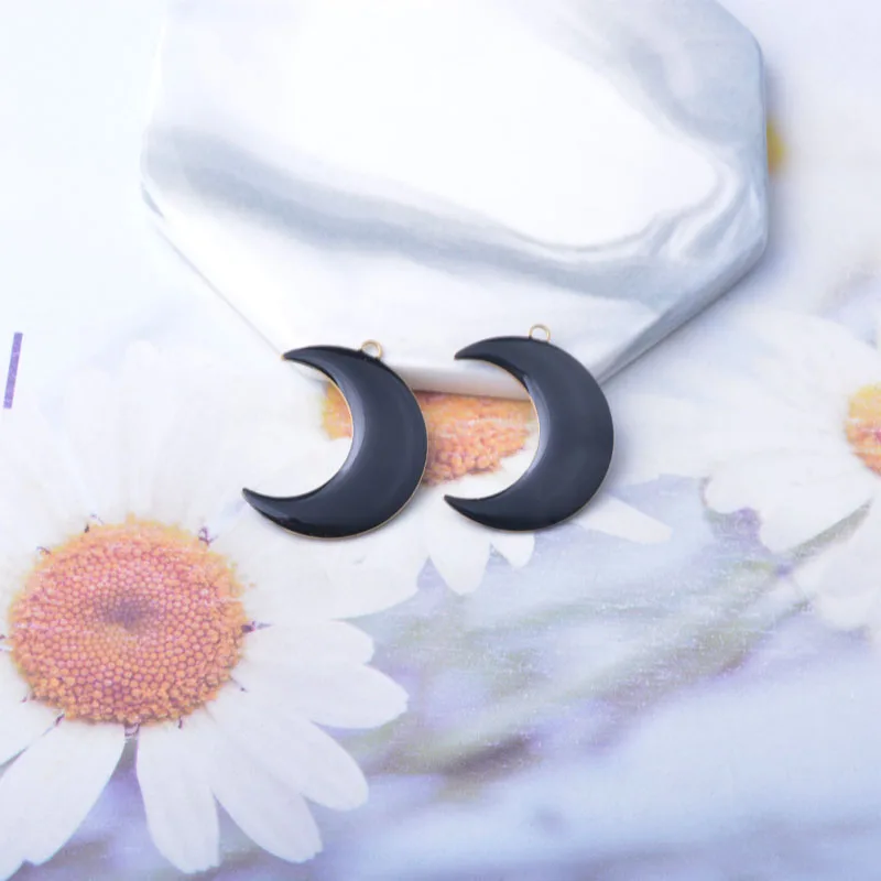 20 Stück Emaille Mond Charms Kupfer Öl tropfendes Ohr Anhänger DIY Schmuck Ohrring Halskette Zubehör – Detail 3