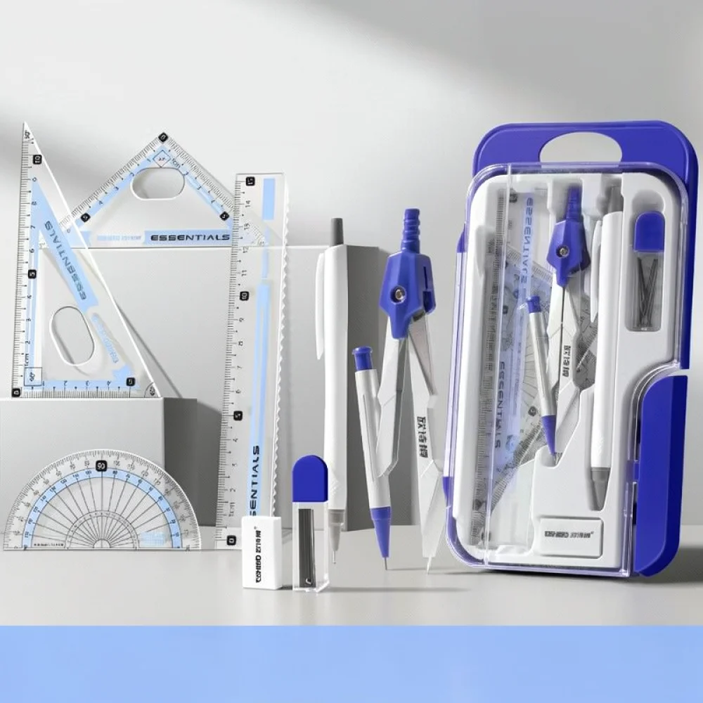 Student Math Geometry Drafting Set For School Stationery Professional Compass Ruler Kit Drawing Supplies Precise Measuring Tools