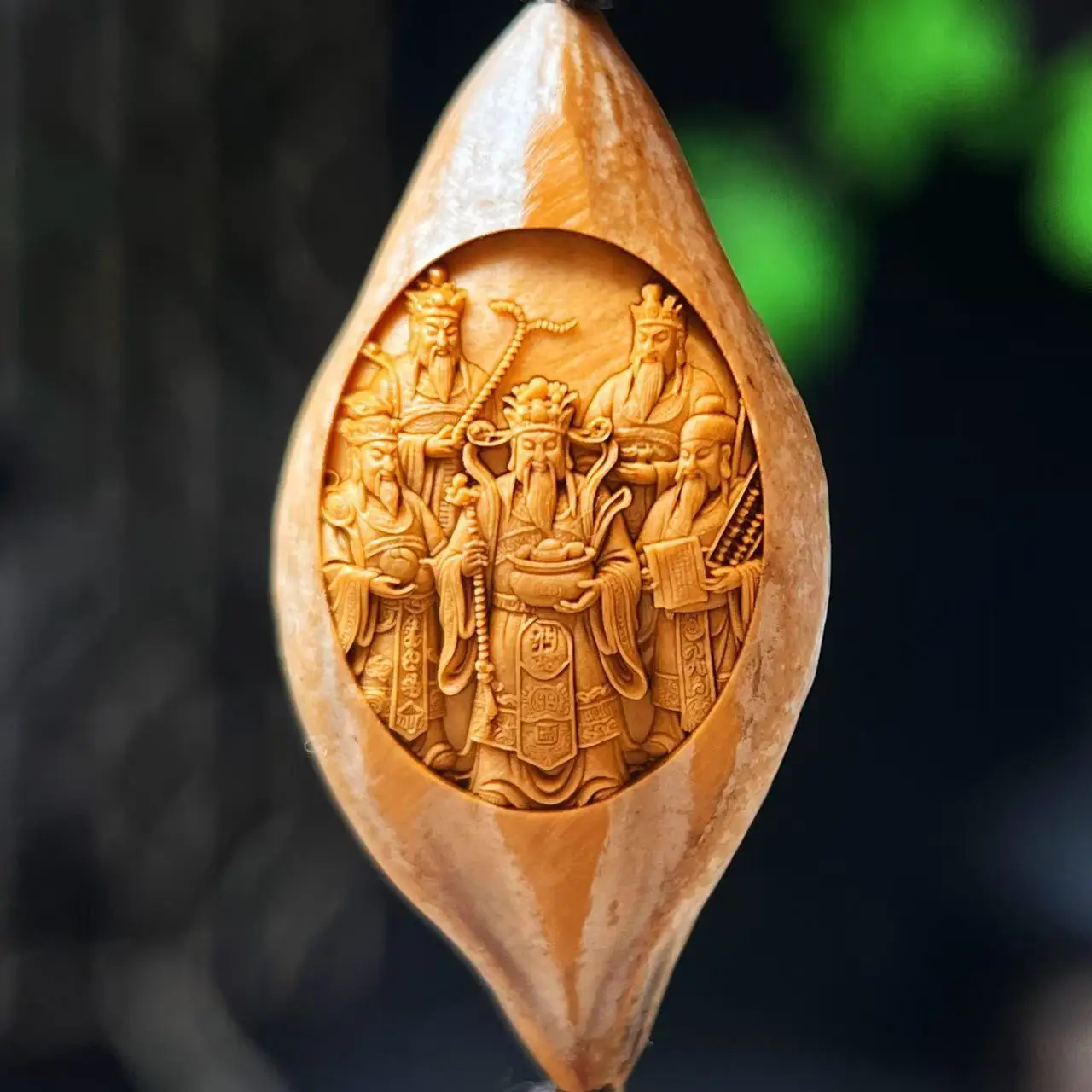 Natural Olive Kernel Carving 2.0cm Large Single Seed Carving Five-Way God of Wealth To Attract Fortune Wen Play Single Pendant