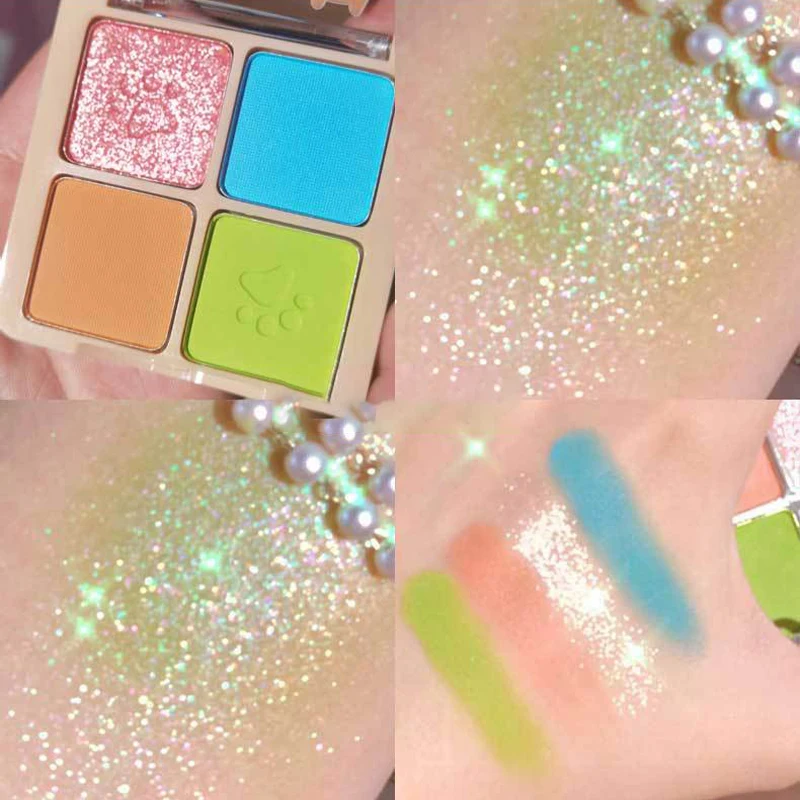 Sombra fosca-quad Olive Green, Dusty Blue e paleta rosa silenciada, fórmula pigmentada e mistura para looks de maquiagem profissional