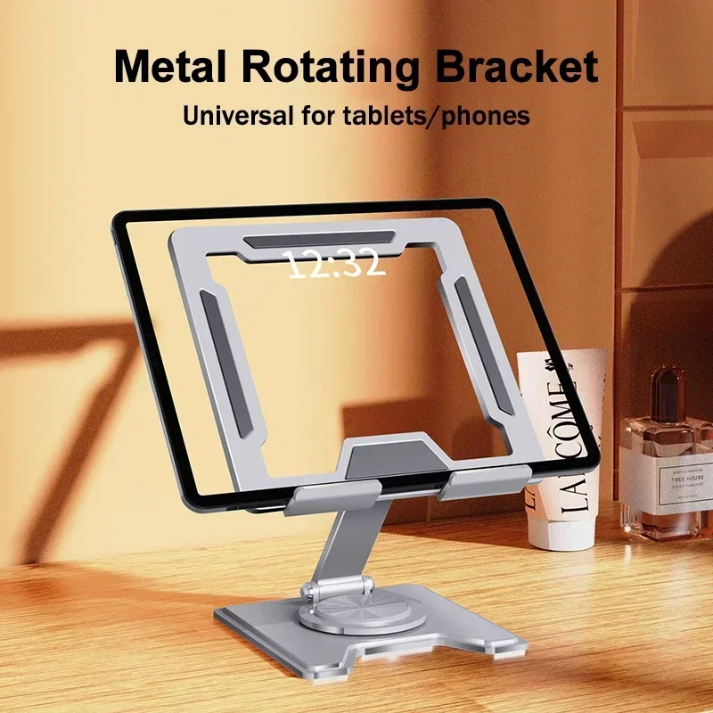 Hollowed Out Tablet Stand w/ 360°rotating Adjustment Aluminum Alloy Desktop Bracket for IPad Pro/Air/Mini Mobile Phone Universal