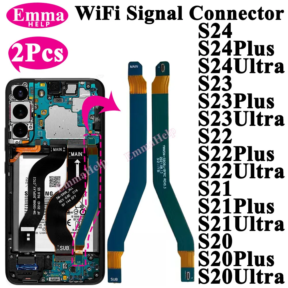 2Pcs Wi-Fi Signal Antenna Main Board Connector Motherboard Flex Cable For Samsung S20 S21 S22 S23 S24 Plus Ultra G988 S906 G981 image 2