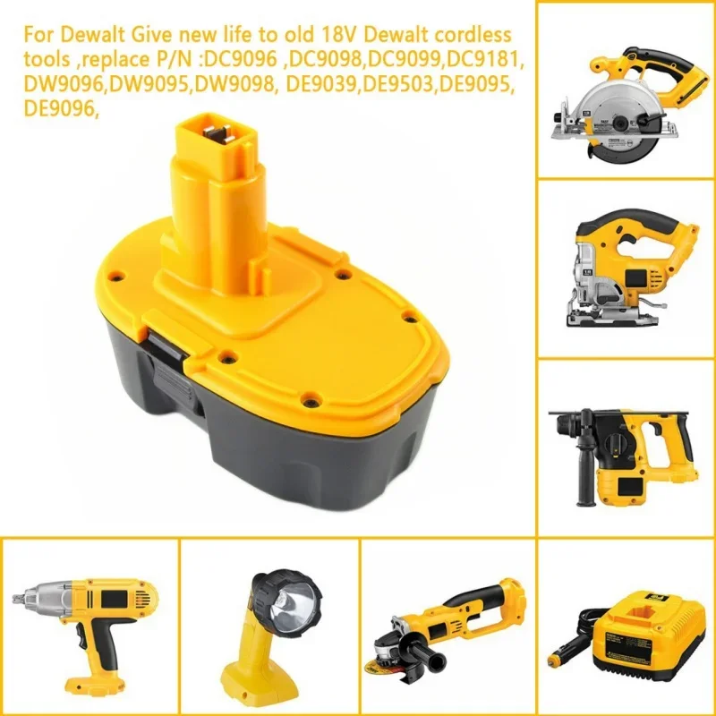 DC9096 For Dewalt 18V 4800/6800/9800mAh Ni-MH Battery DC9098 DC9099 DW9095 DW9096 DW9098 DE9038 DE9096 Power Tool Battery