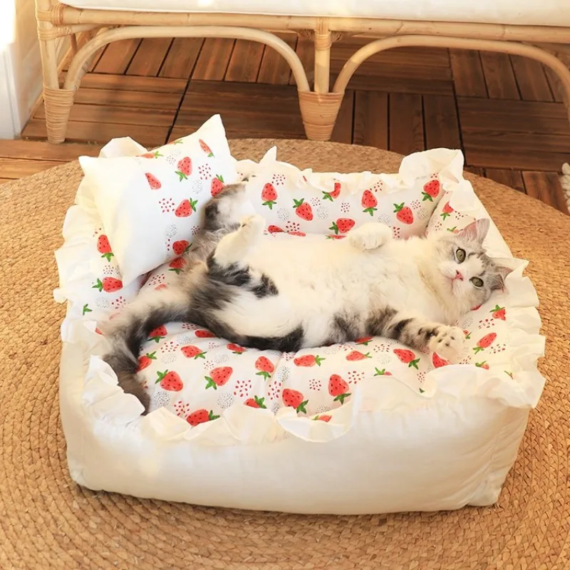 45x45cm Pet Four Seasons Universal Cat and Dog Nest Removable Washable Bite Resistant Very Soft Small Dog Pet Deep Sleep Cat Bed