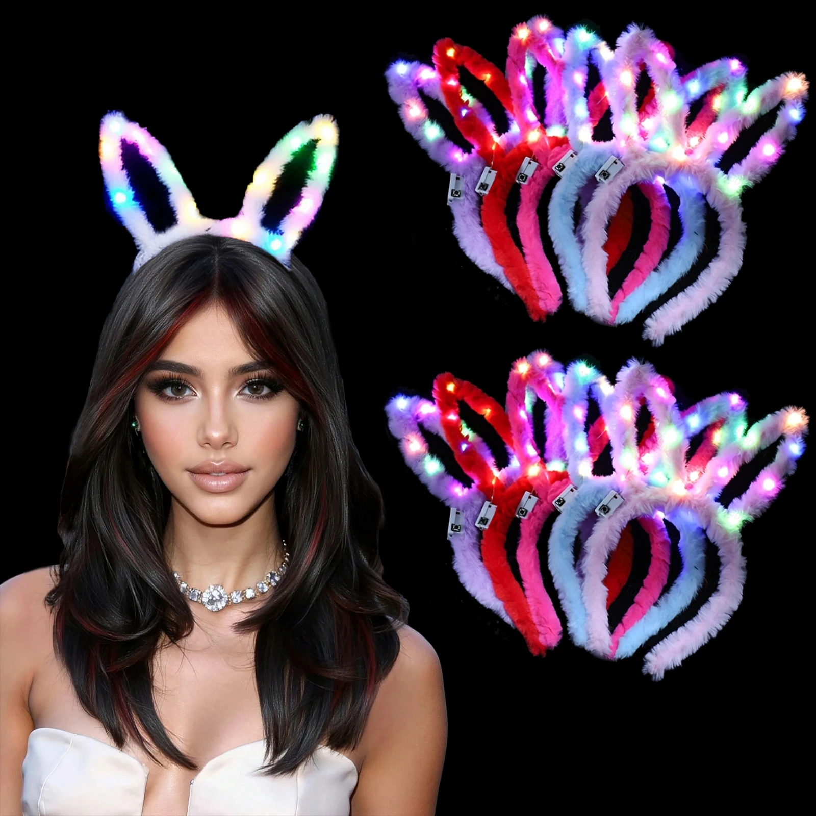 

25 шт. милых светящихся в темноте повязок на голову с ушками лисы, кошки, кролика, для косплея, костюмированных вечеринок, ночных клубов, рейвов и Хэллоуина