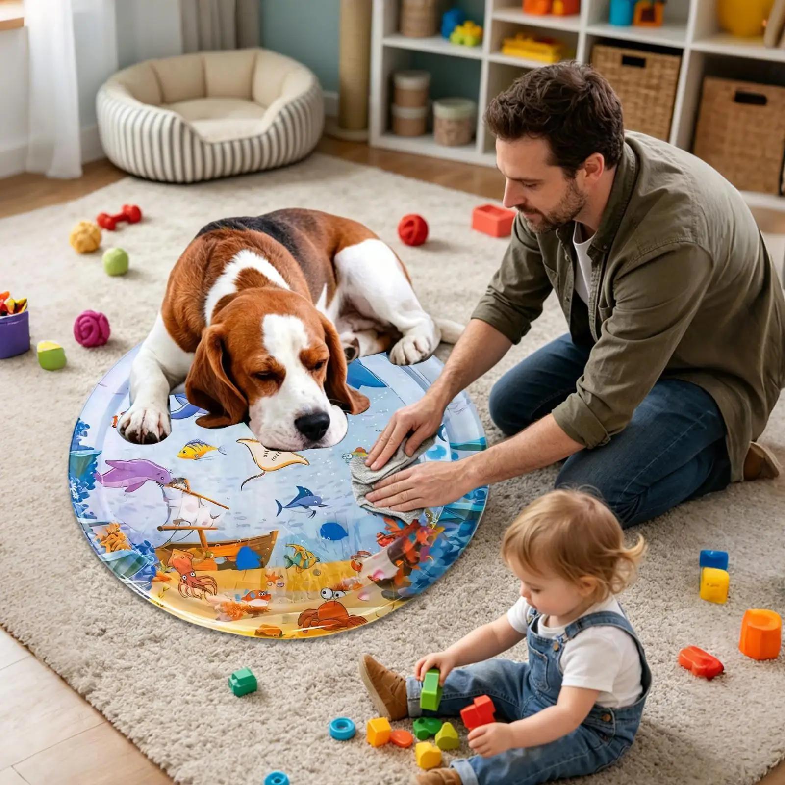 Thicken Interactive Cat Play Mat Water Bed Sensory Pet Supplies for Puppy Kitten Indoor Outdoor Home Living Room Balcony Summer view 4