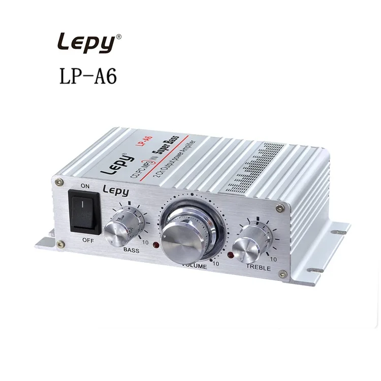 LP- A6 Lepy Mini Amplifier 2.0 Channel Hi-Fi Stereo Audio Car Home Output Power Amplifier for Mobile Phone