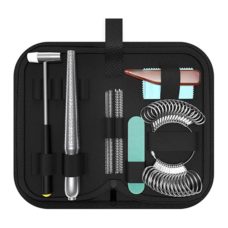 

Ring Size Measurement Tool Set Includes Ring Size Meter Ring Size Adjuster Jewelry Polishing Cloth Polished Drop shipping