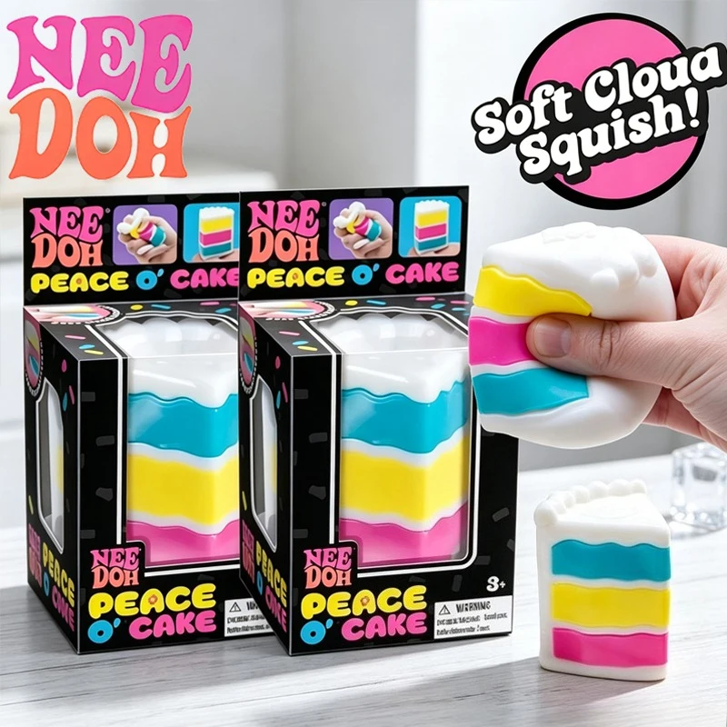 Needoh Peace O' Cake Squish Fidget Toy Non-toxic Knead TPR Squeeze Relieve Tension Soothe Mood Anti-Anxiety Pocket Sensory Gift