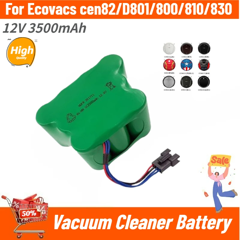High Quality Vacuum Cleaner Battery 12V 3500mAh for Ecovacs cen82/D801/800/810/830 Brand New Replacement Battery
