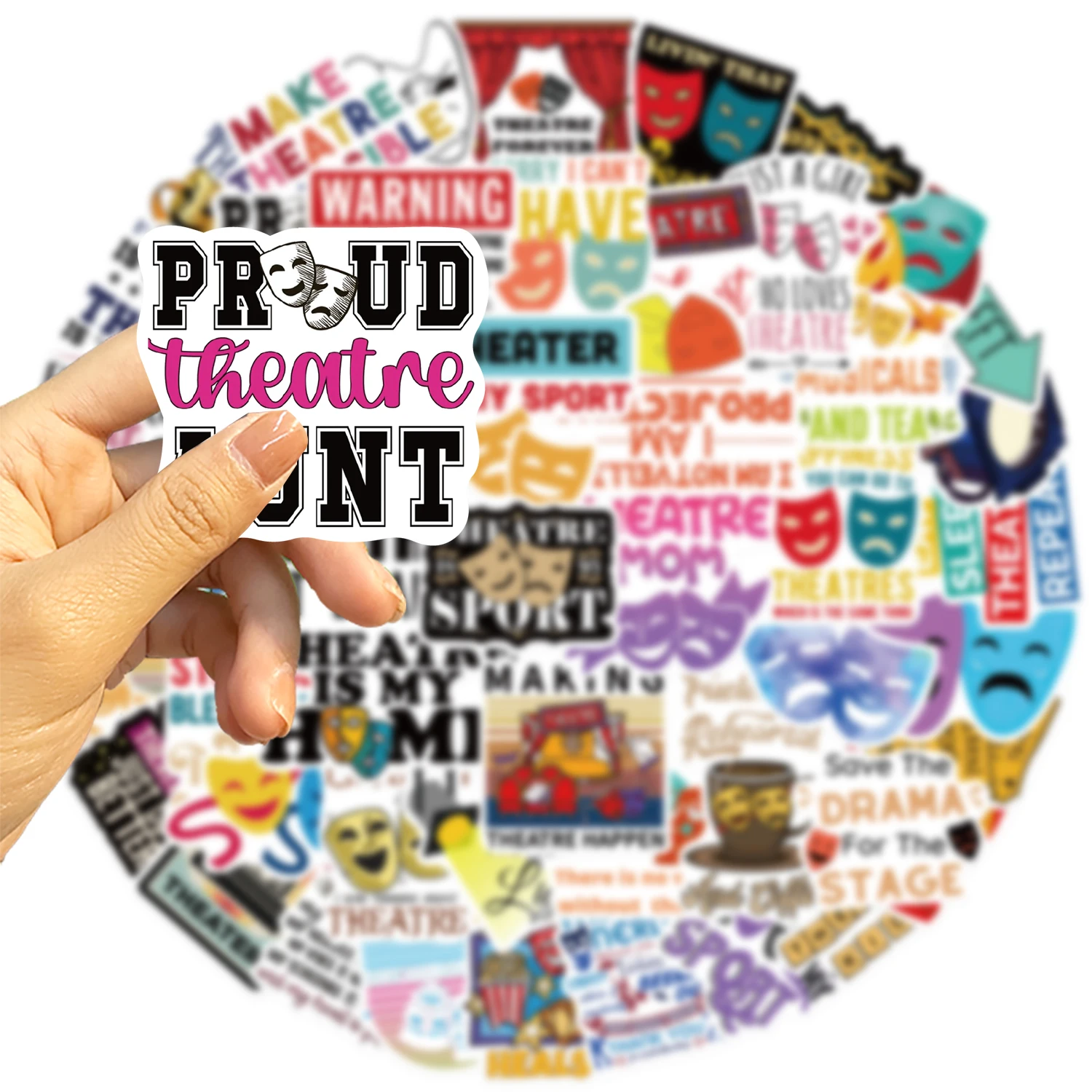 50PCS Theatre Scrapbook Stickers DIY Diary Laptop Luggage Skateboard Graffiti Decal Fun Stylish Classic Toys