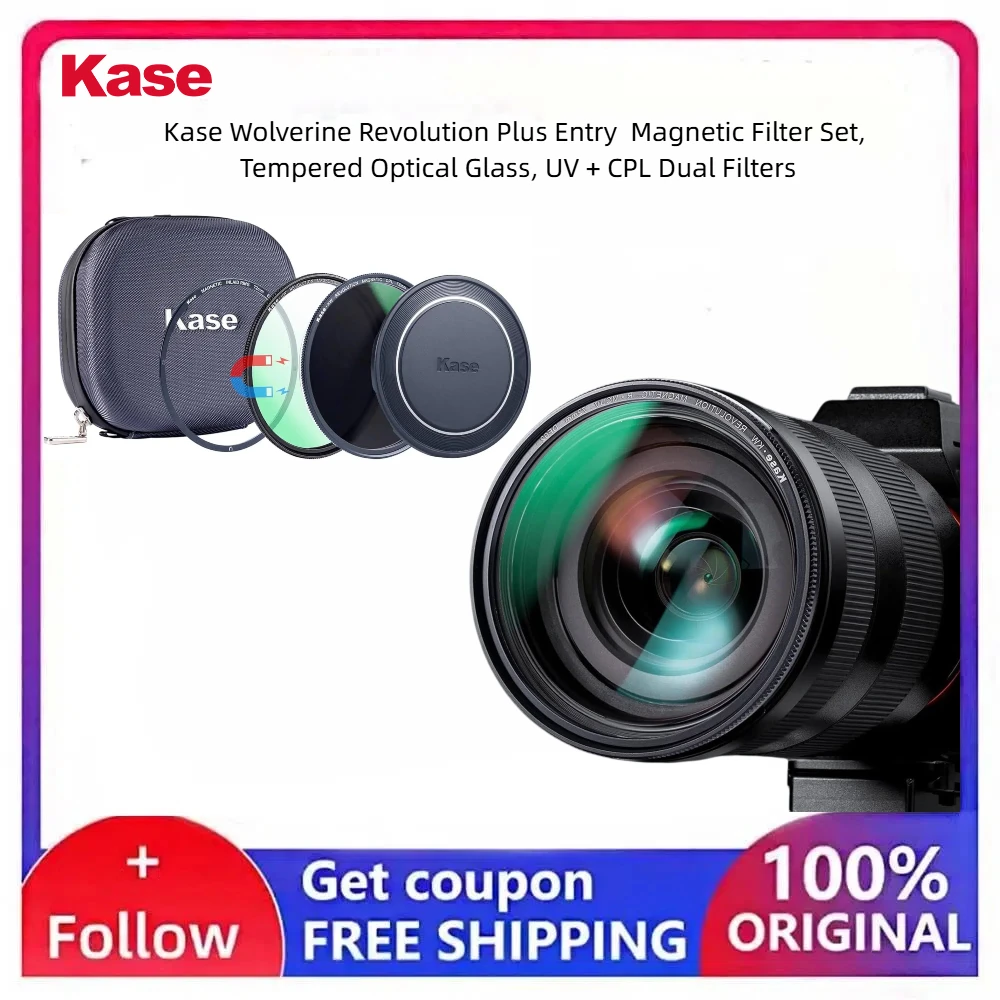 Kase Wolverine Revolution Plus Entry Kit 49-112mm Magnetic Filter Set, Tempered Optical Glass, UV + CPL Dual Filters