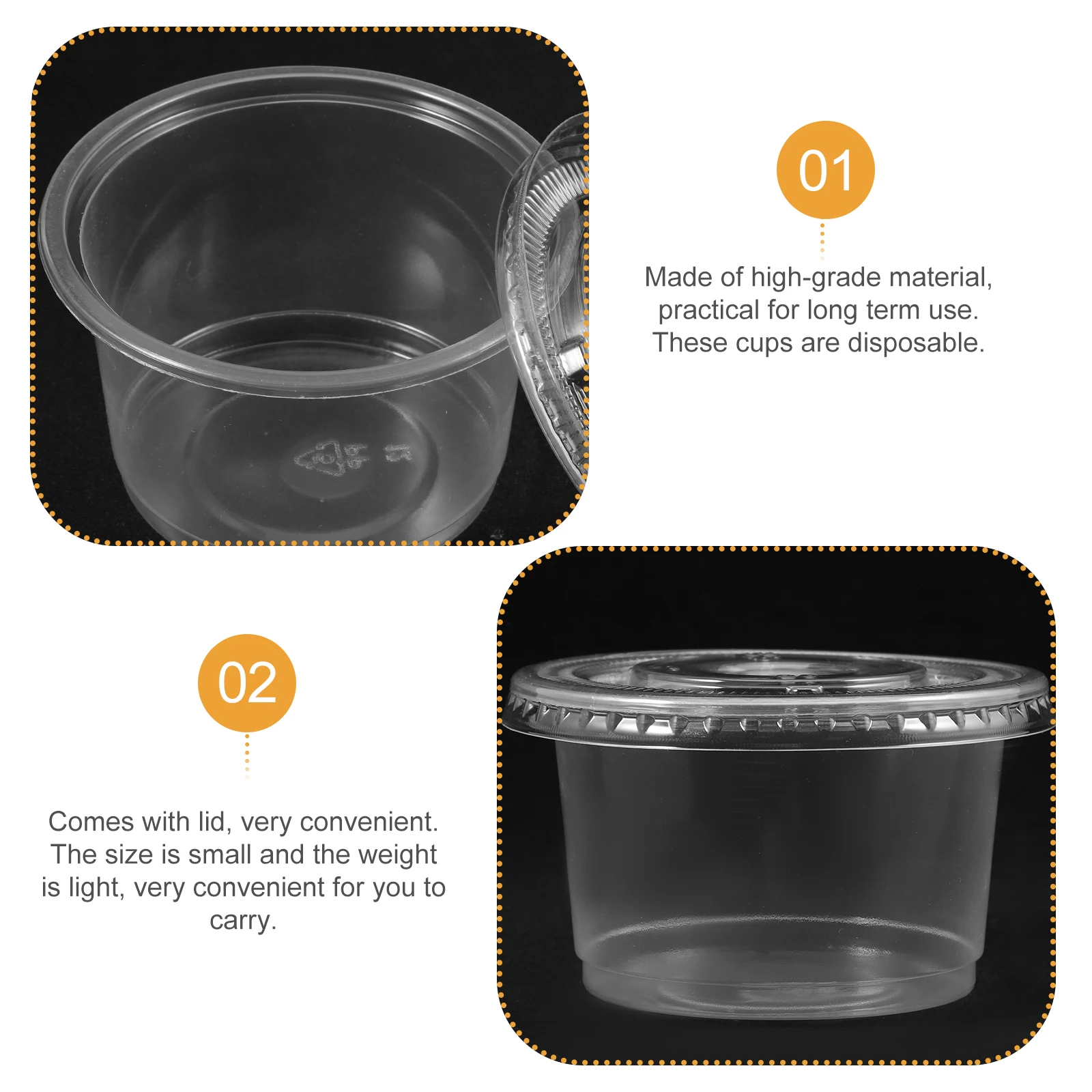 

50pcs Transparent Lidded Bowls 200ml Disposable Porridge Cups Takeout Food Bowls Oil Proof Soup Cups Clear Ice Cream Containers