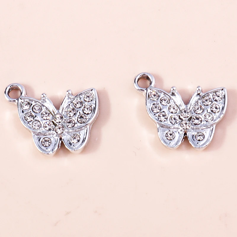 20 Stück 17x18mm Niedliche Kristall-Legierungs-Tier-Schmetterlings-Anhänger für Schmuckherstellung, Halsketten, Ohrringe, Armbänder, DIY-Bastelgeschenk – Detail 5