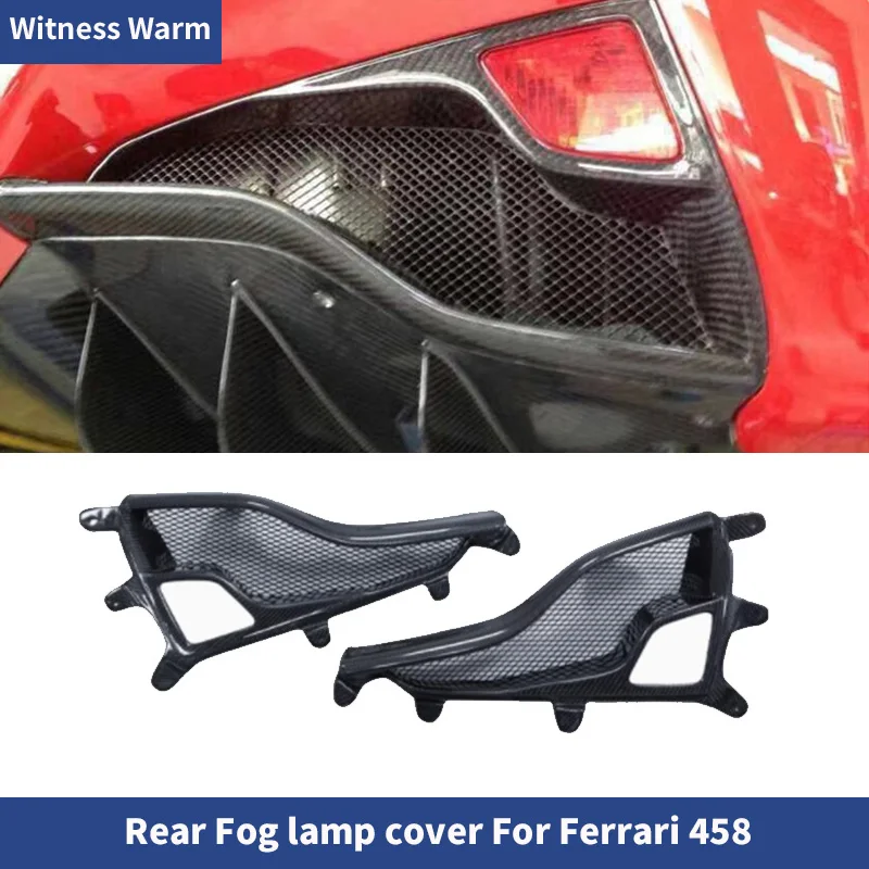 Car Rear Bumper Fog Light Lamp Cover Grille Trim Carbon Fiber For Ferrari 458 2011-2016