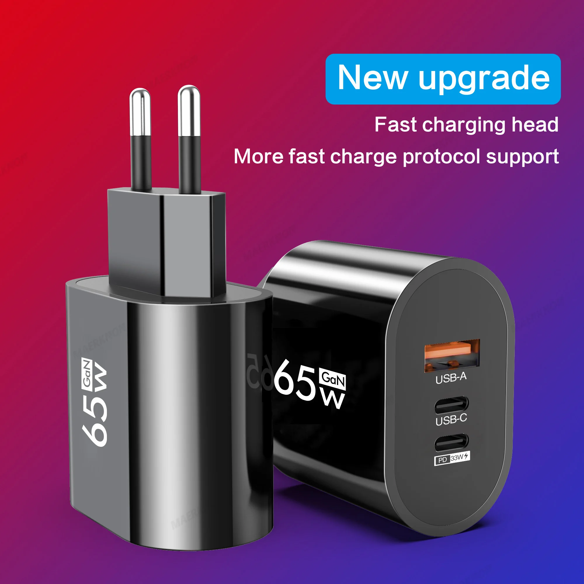 Adaptateur de charge rapide USB Type C, chargeur de téléphone mural portable, 65W PD, charge rapide 3.0, iPhone 14 Pro, Xiaomi, Samsung