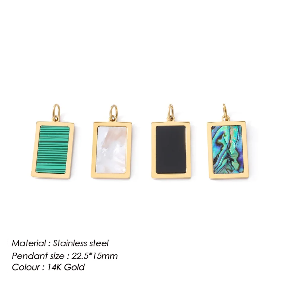 JUJIE 316L Stainless Steel Classic Abalone Shell Square Card For Women/Men DIY Pendant For Necklace Dropshipping/Wholesale