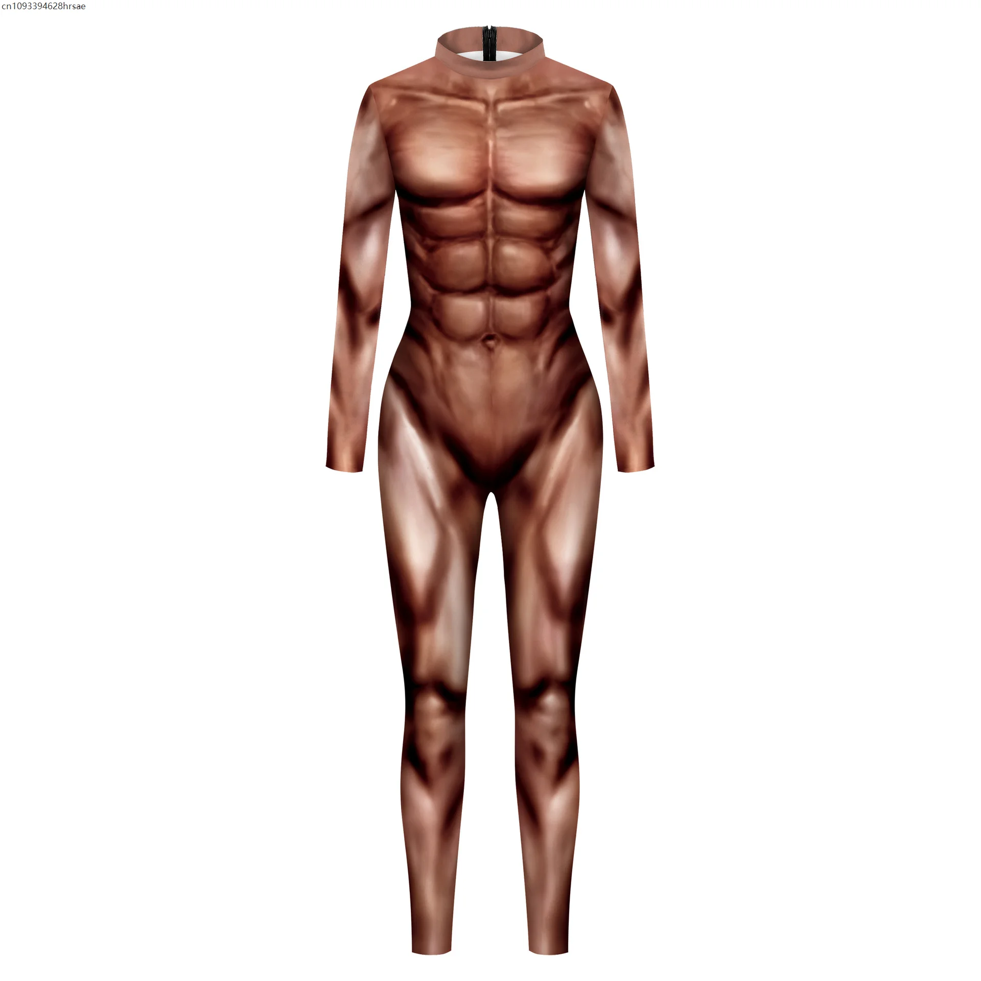

2025 Men Muscle 3D Print Cosplay Jumpsuit Long Sleeve Halloween Party Costume Bodysuits Performance Catsuit Zentai Suit