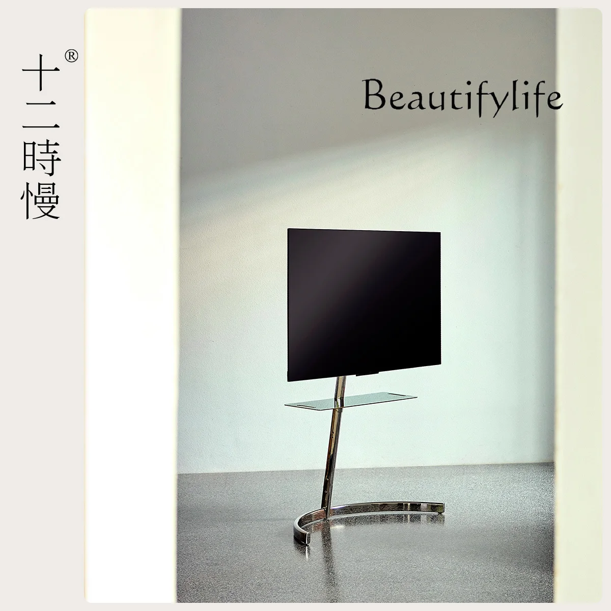 رف تلفزيون متحرك من الفولاذ المقاوم للصدأ حامل تلفزيون لغرفة المعيشة وغرفة النوم رف تلفزيون عالمي