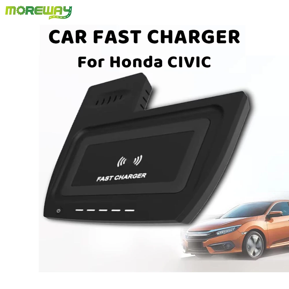 

15w Fast wireless charger mat For Honda Civic 10 gen 2016-2021 phone holder charging pad mobile mount plug and play interior