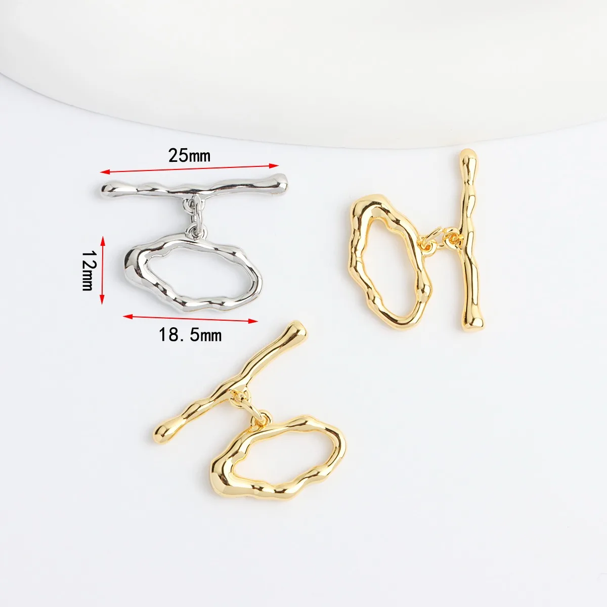 Kalung gesper OT Oval 14K, berlapis emas asli, tidak teratur, gesper kalung, ujung gesper penghubung, Aksesori Perhiasan DIY