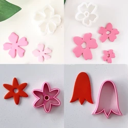 Five Petals Shape Polymer Clay Earring Cutters Spring Flower Dangle Clay Embossing Moulds DIY Pendant Jewelry Cutting Tools