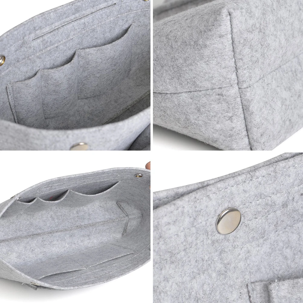 

Felt Makeup Travel Organizer Toiletry Storage Bag Portable Wash Bag For Gym Camping Vacation Grey Compact Lightweight