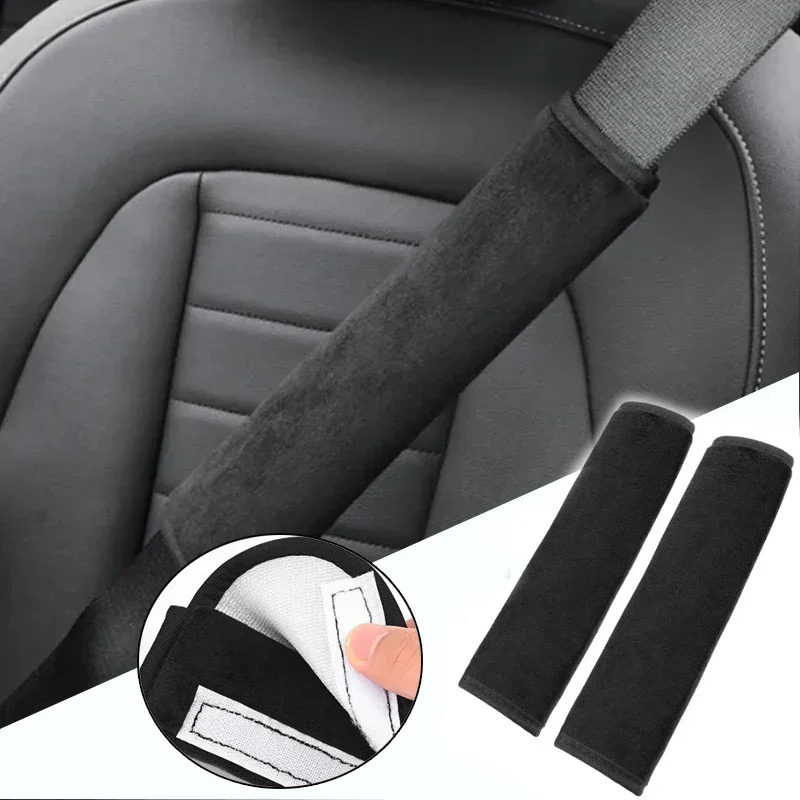

2/4 шт., мягкие плюшевые наплечники для салона автомобиля, антиудуляционный бампер, удобный чехол для ремня безопасности, автомобильные аксессуары