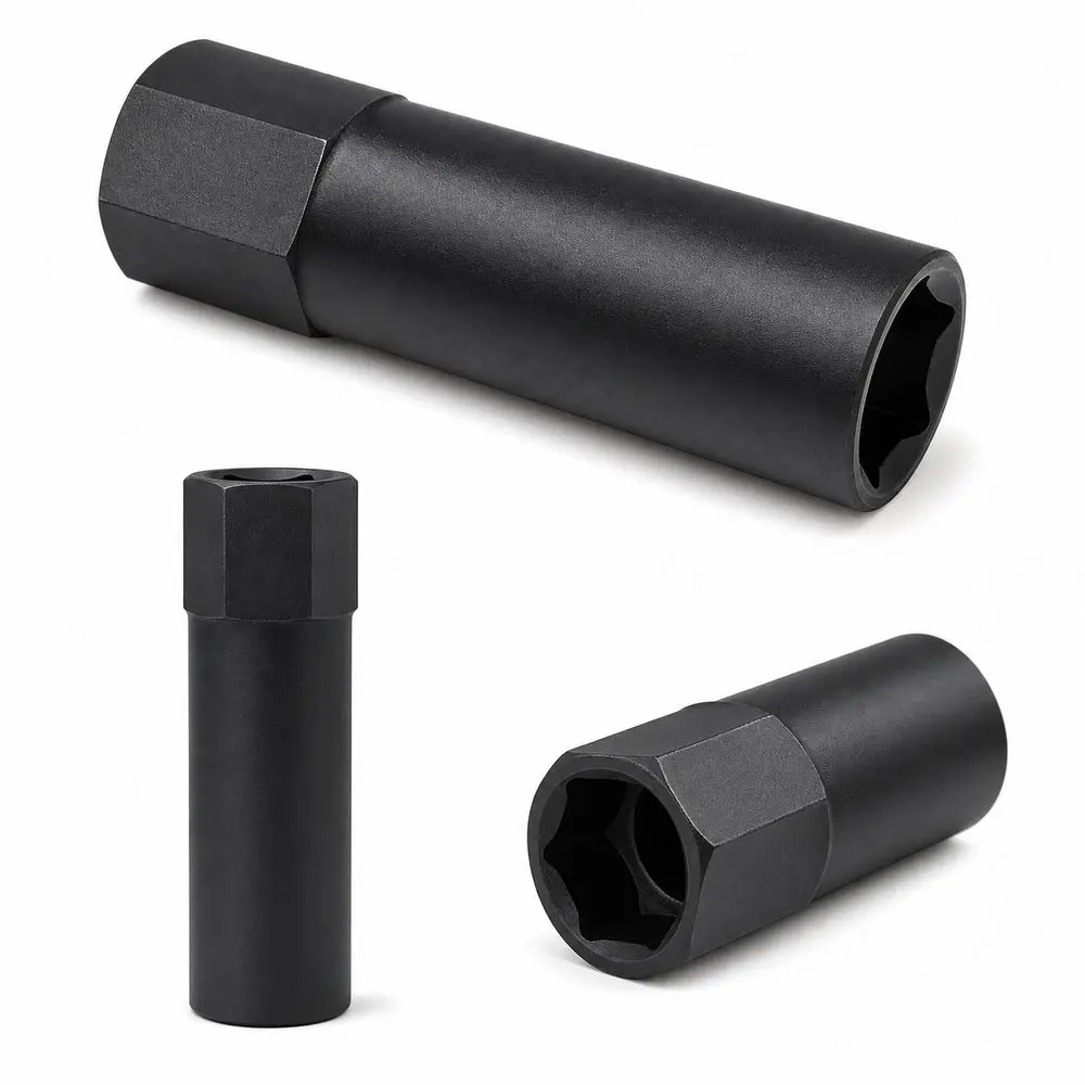 Anti Theft Socket Wheel Lug Socket Seven Sided Heat Treated Lug Nut Socket Black Finish Cr Mo Steel Spline Socket Tool