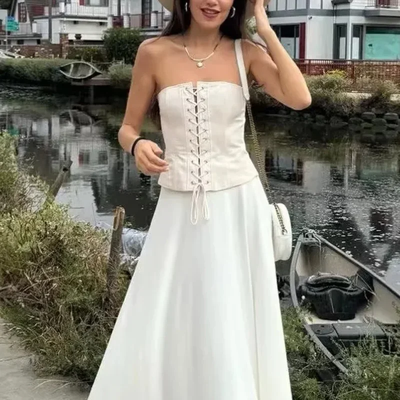 TRAF-Top de corsé atado para mujer, Tops cortos con hombros descubiertos para mujer, corpiño sin mangas con Espalda descubierta, Tops cortos sexys para mujer 2024