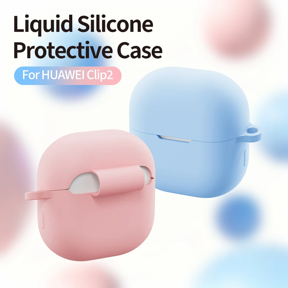 

For Huawei FreeClip2 Silicone Protective Case Shockproof Anti-Scratch Headphone Protector Headphone Accessories Sleeve with Hook
