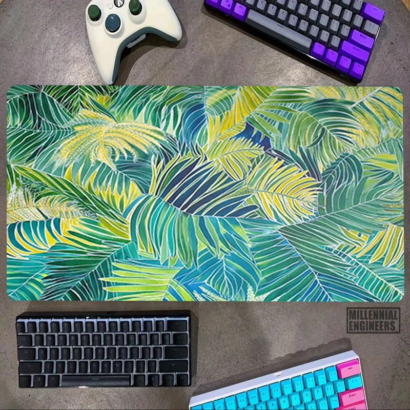 

Mouse Gamer Palm Trees Leaf Desk Mat Gaming Mats Big Mousepepad Premium Mousepad Mause Pad Office Accessories Keyboard Extended