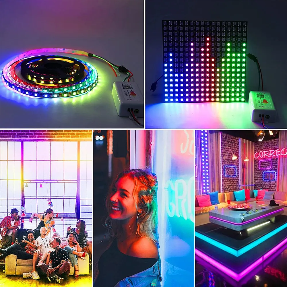 N10R-2Pcs SP107E LED Controller Bluetooth Pixel IC SPI Music By Phone APP For WS2812 SK6812 RGBW APA102 Strip DC5-24V