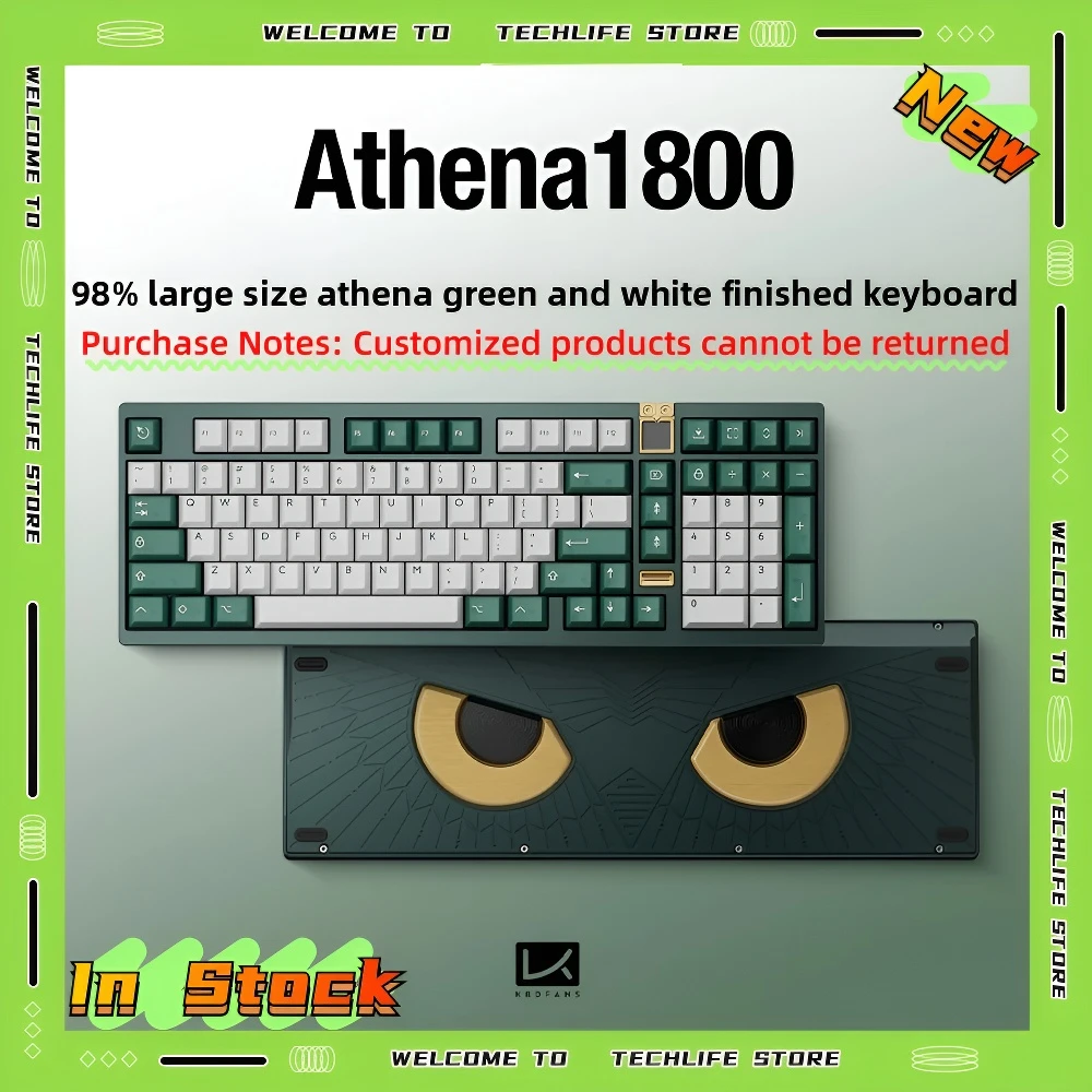 TechLife Athena 1800 Wired Mechanical Gaming Keyboard 100 Layout Hot-Swappable CNC Aluminum Case RGB Backlit OLED Pre-built