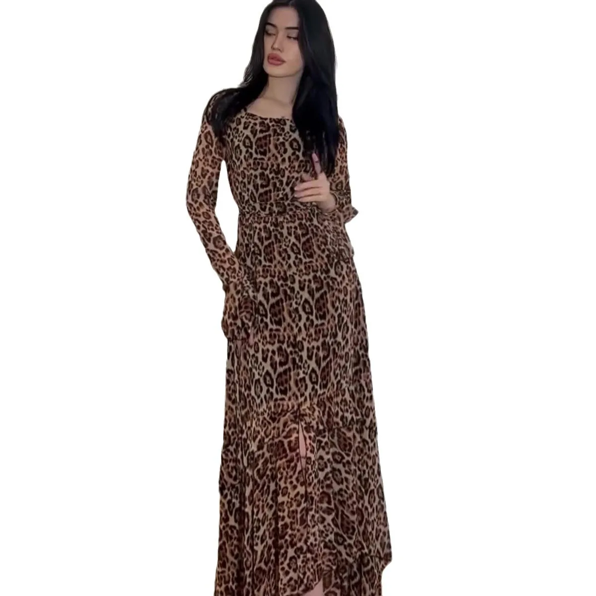 Eid Women Dress Leopard Print Muslim Abaya Party Dresses Ramadan Jalabiya Dubai Morocco Kaftan Islam Arab Long Robe Vestidos