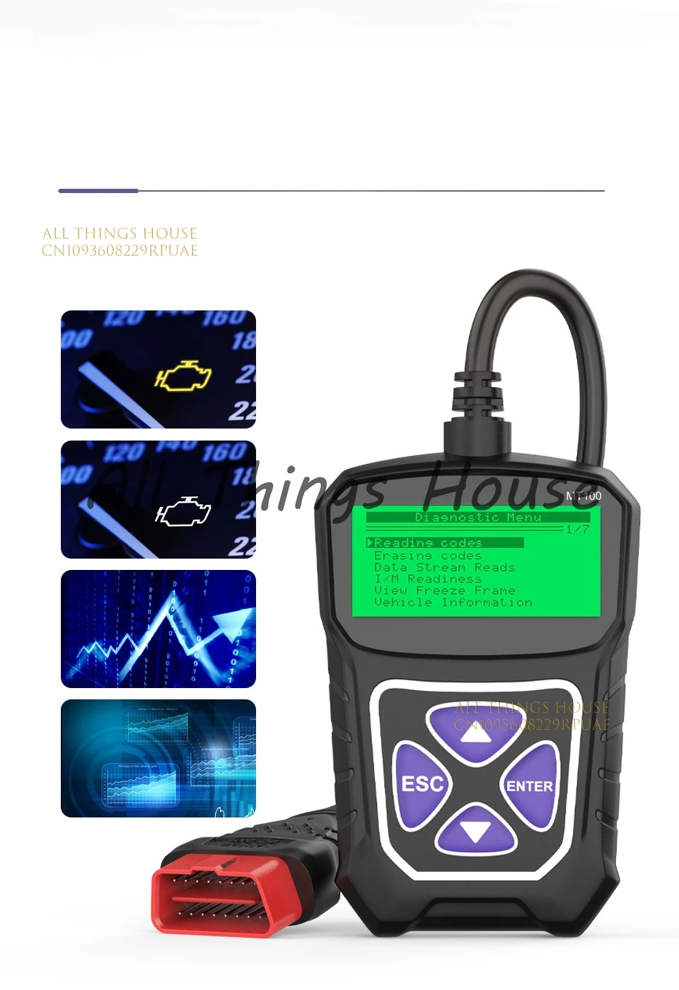 Picture 3: For MT100 OBD2 PSA Pin Code Reading and Key Programming Tool