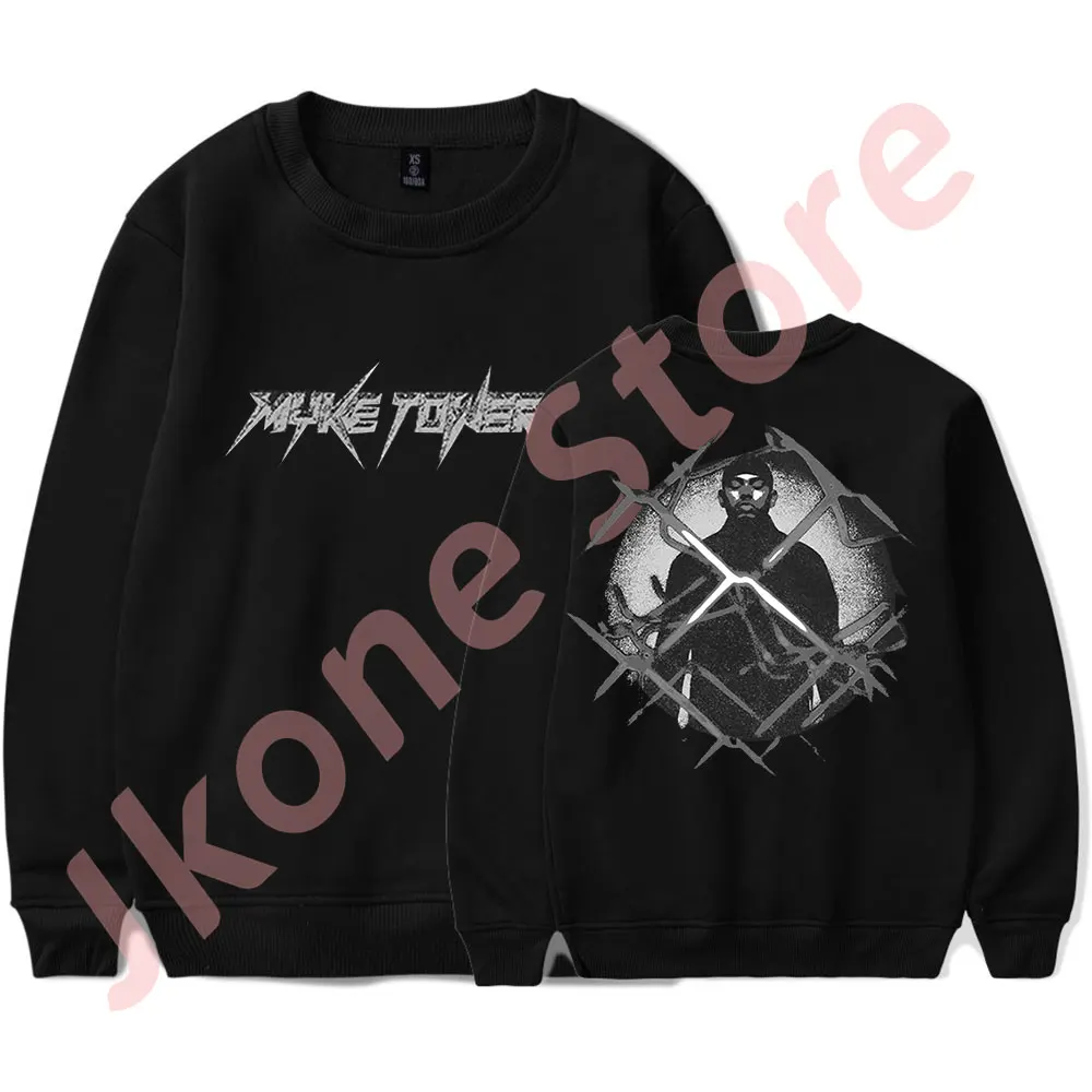 Myke Towers Barbed Wire Logo Merch Long Sleeve T-Shirts Cosplay Women Men Fashion HipHop Crewneck Sweatshirts