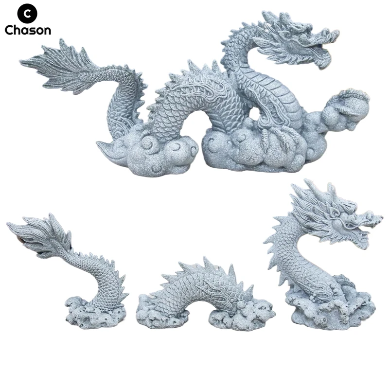 Chinese Dragon Loong Mythical Beast kylin Lion Figurines Fairy Garden Bonsai Stone Ornaments Feng Shui Aquarium Home Decoration