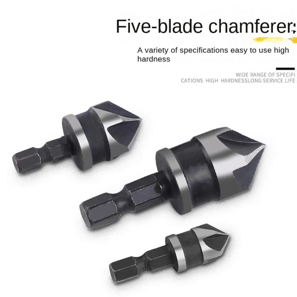 3pcs/1Set Hexagonal Shank Chamfer Counter Sink 12/16/19mm 90 Degree Drill Bit Cutter 5 Flute Chamfering Deburring Chamfering