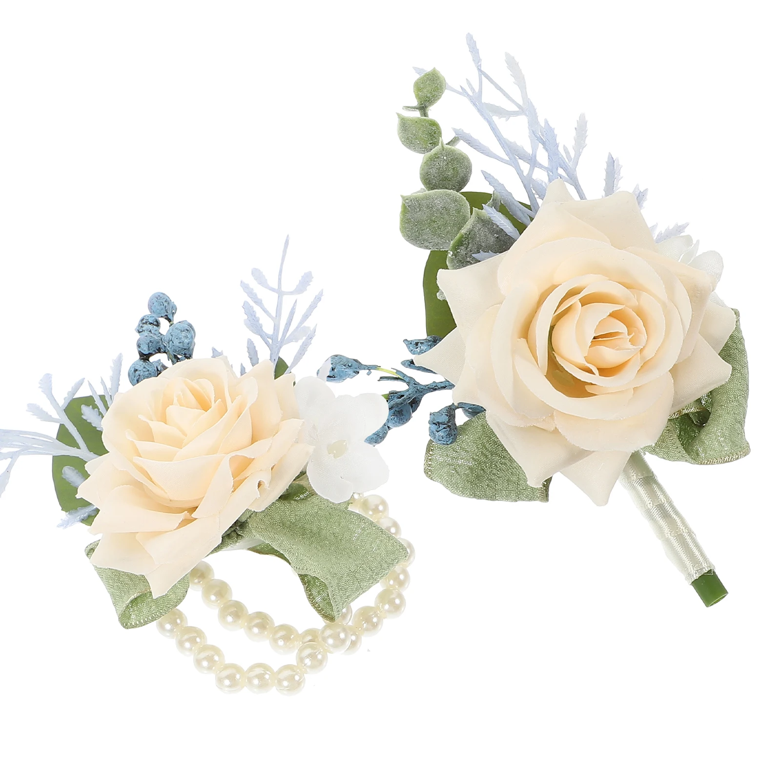 

1 Set Artificial Wrist Boutonniere Set Wedding Party Bride Groom Corsage Wristband Boutonniere Kit Corsages For Wedding Wrist