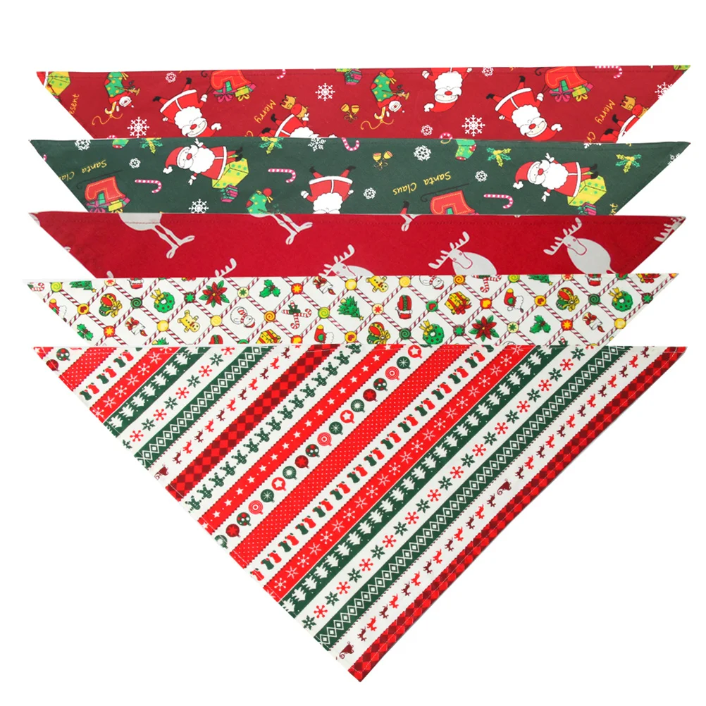 

Christmas Stripe Saliva Towel Pet Bandana Adjustable Triangle Scarf Dog Cat Collar for Family Gathering Party Pet Saliva Towel