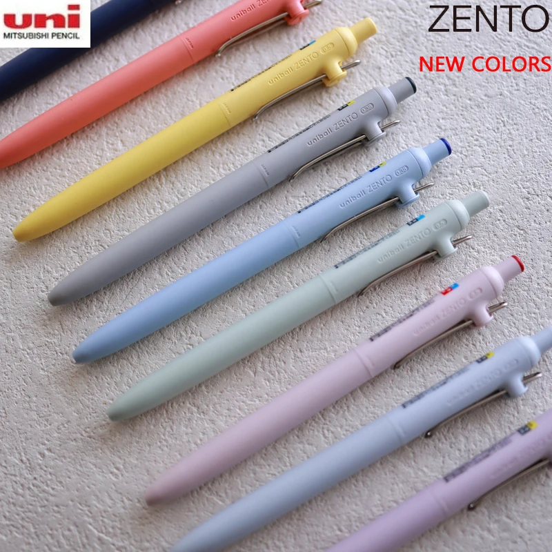 قلم جل Uni Zento بألوان جديدة، حبر أسود سريع الجفاف 0.38/0.5 مم بدون تلطخ توقيع stylo للمخطط والواجبات المنزلية والمركز المنخفض للجاذبية