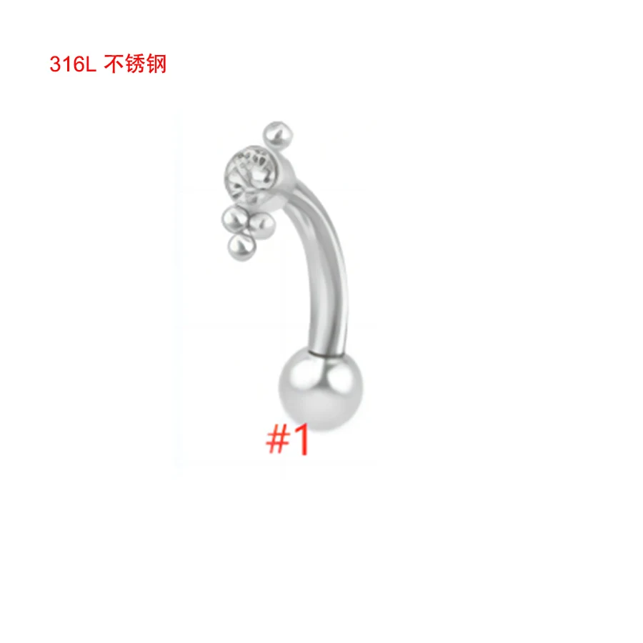 100% Surgical Steel Outernal Thread Piercings Labret Stud Lip 16G Eyebrow C rod Body Jewelry Oreja Cartilage zircon Earring